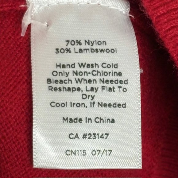 Talbots Lambswool Blend Back Button Sweater Bell Cuff - Red - XL - Picture 8 of 8
